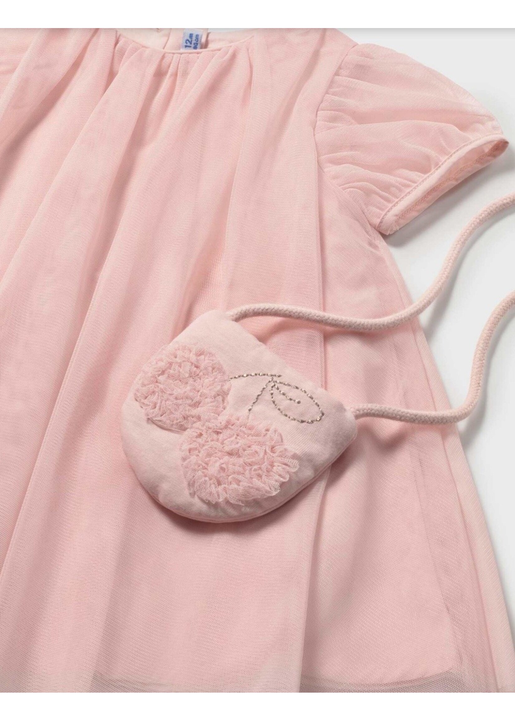 Mayoral Mayoral, Baby Tulle Dress with Crossbody Bag || Peony