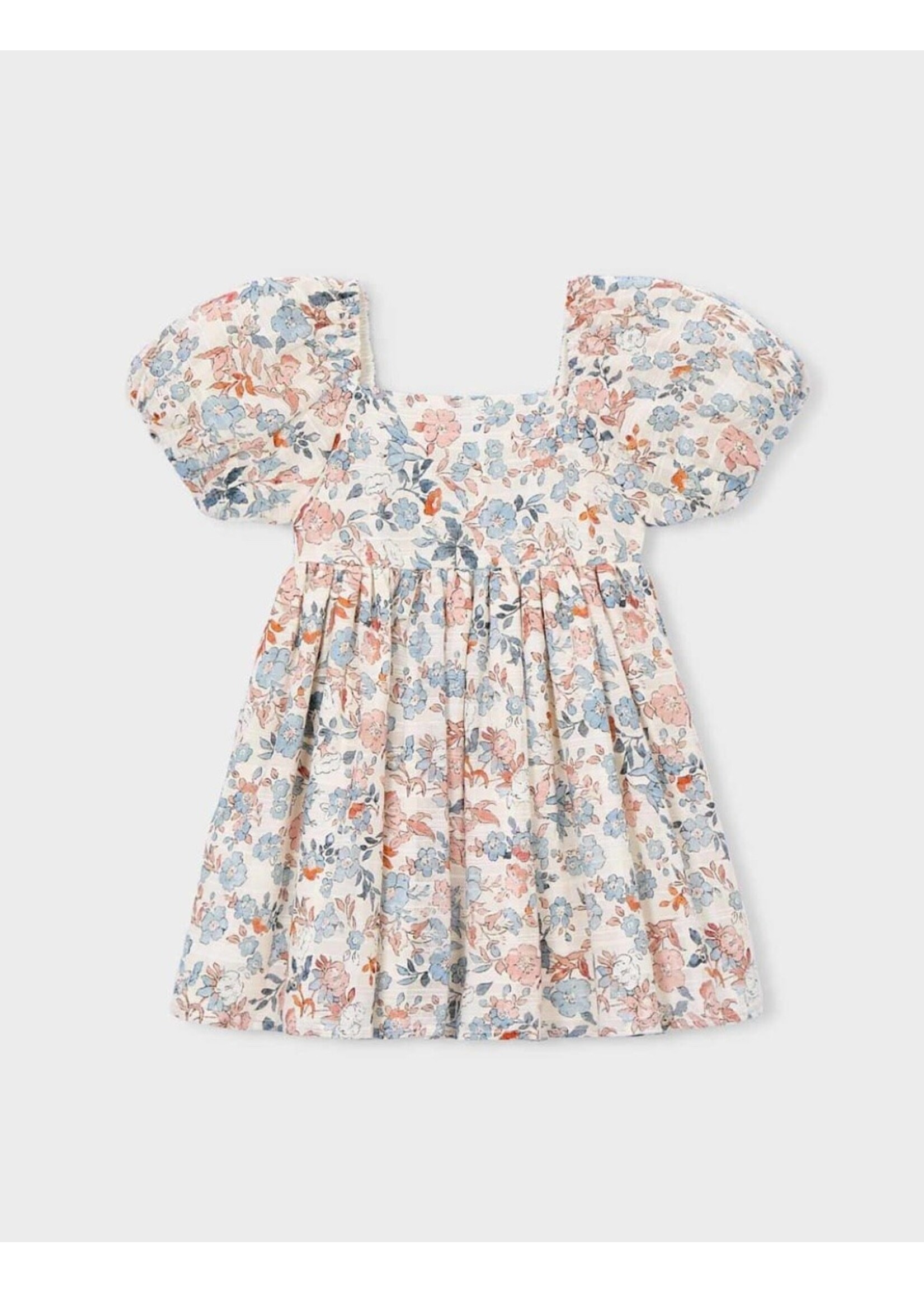 Mayoral Mayoral, Girl Puff Sleeve Floral Dress || Salmon