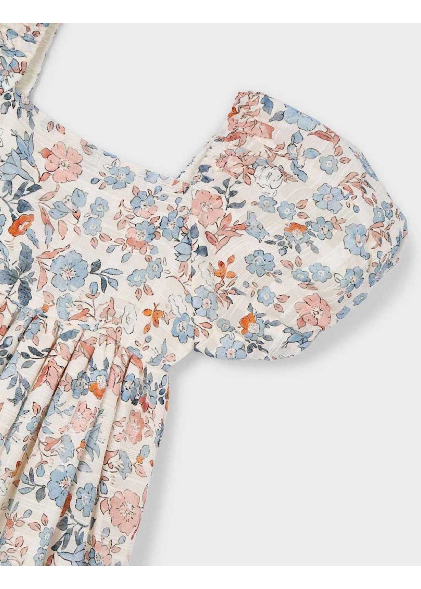 Mayoral Mayoral, Girl Puff Sleeve Floral Dress || Salmon