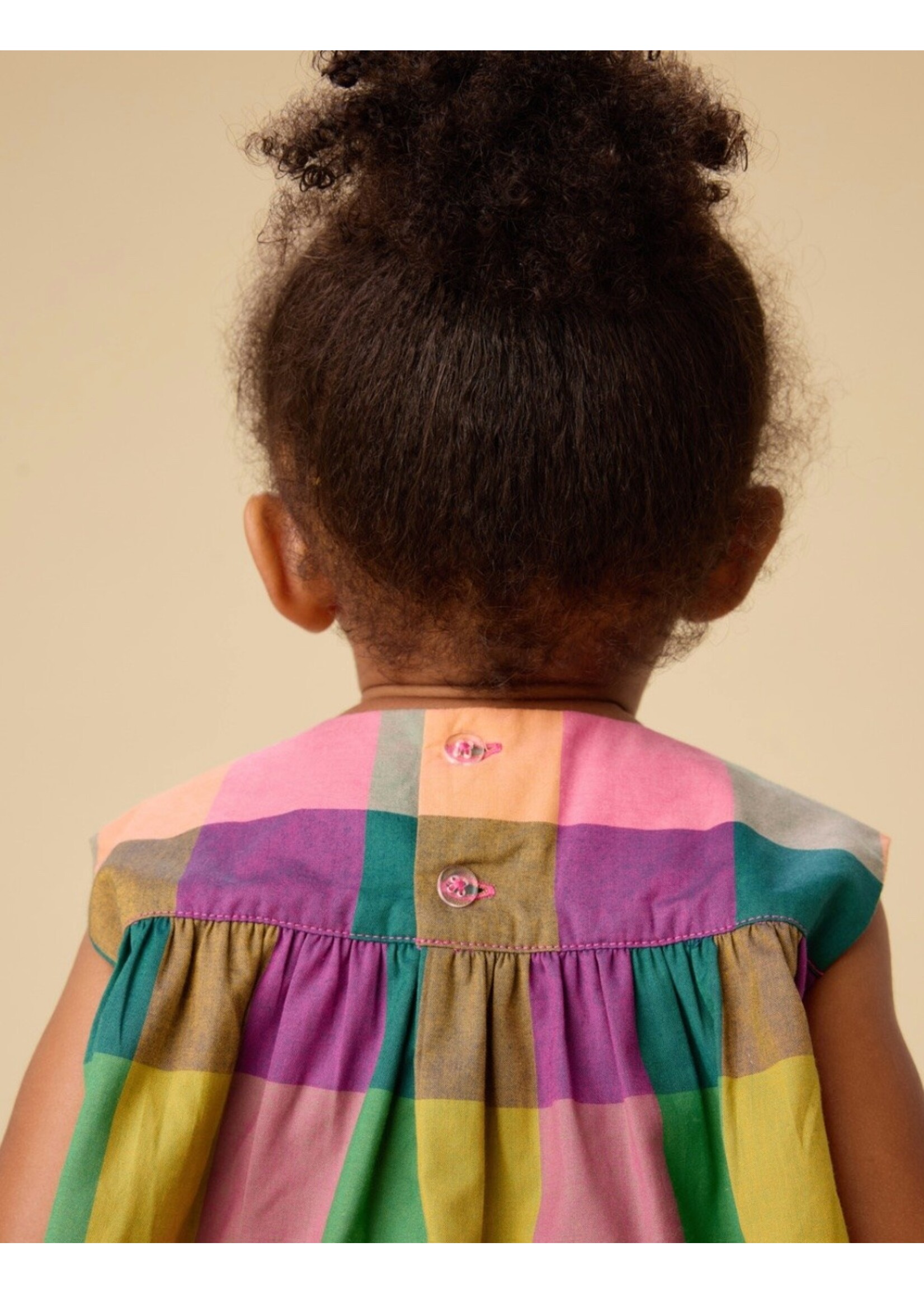 Tea Collection Tea Collection,  Printed Empire Baby Dress Set || Barcelona Plaid