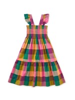 Tea Collection Tea Collection,  Smocked Flutter Sleeve Dress || Barcelona Plaid