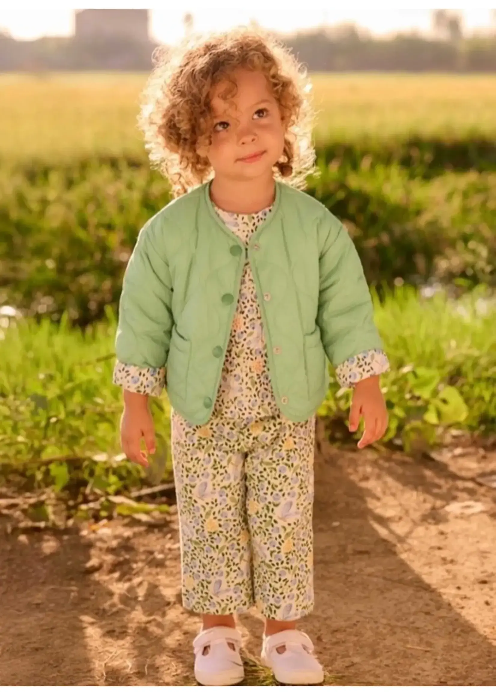 Mayoral Mayoral, Bambula Floral Blouse and Pant Set || Sky