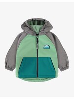Souris Mini Souris Mini, Soft Shell Hooded Coat || Green, Turquoise & Grey