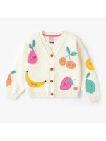 Souris Mini Souris Mini, Fruit Patterned Knit Cardigan || Cream
