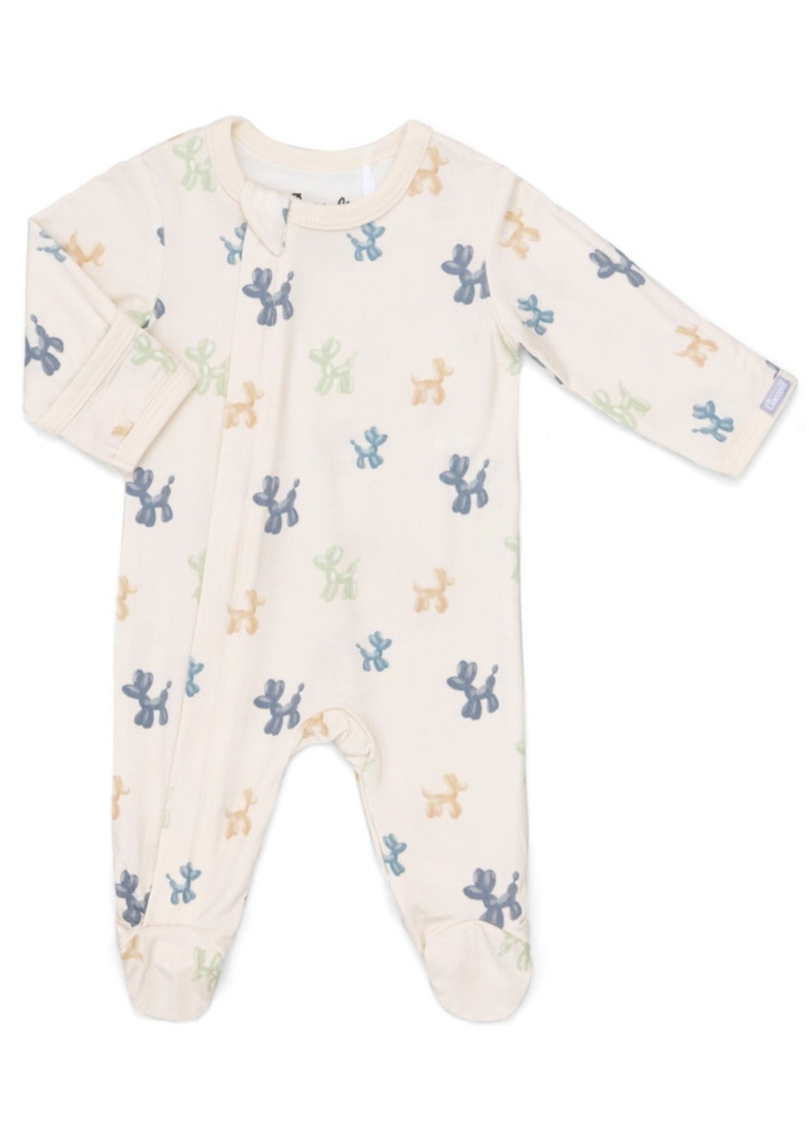 Coccoli Coccoli Infant, Dog Balloons Print Modal Zipper Footie || Whisper