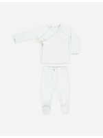 Quincy Mae Quincy Mae, Wrap Top + Footed Pant Set || Fog