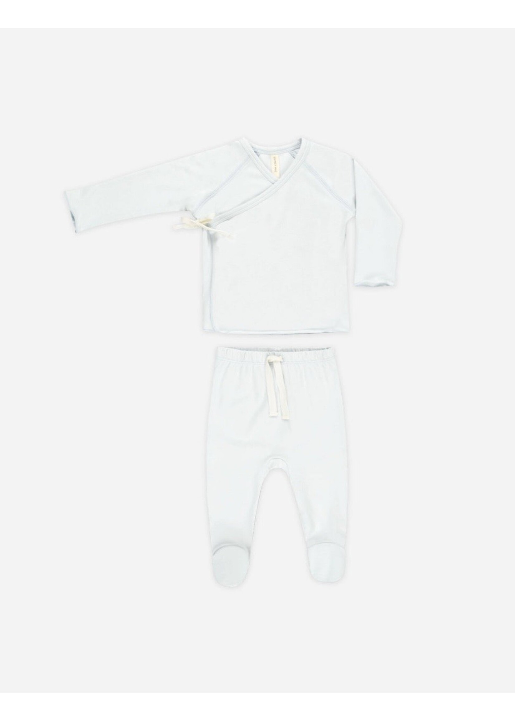 Quincy Mae Quincy Mae, Wrap Top + Footed Pant Set || Fog