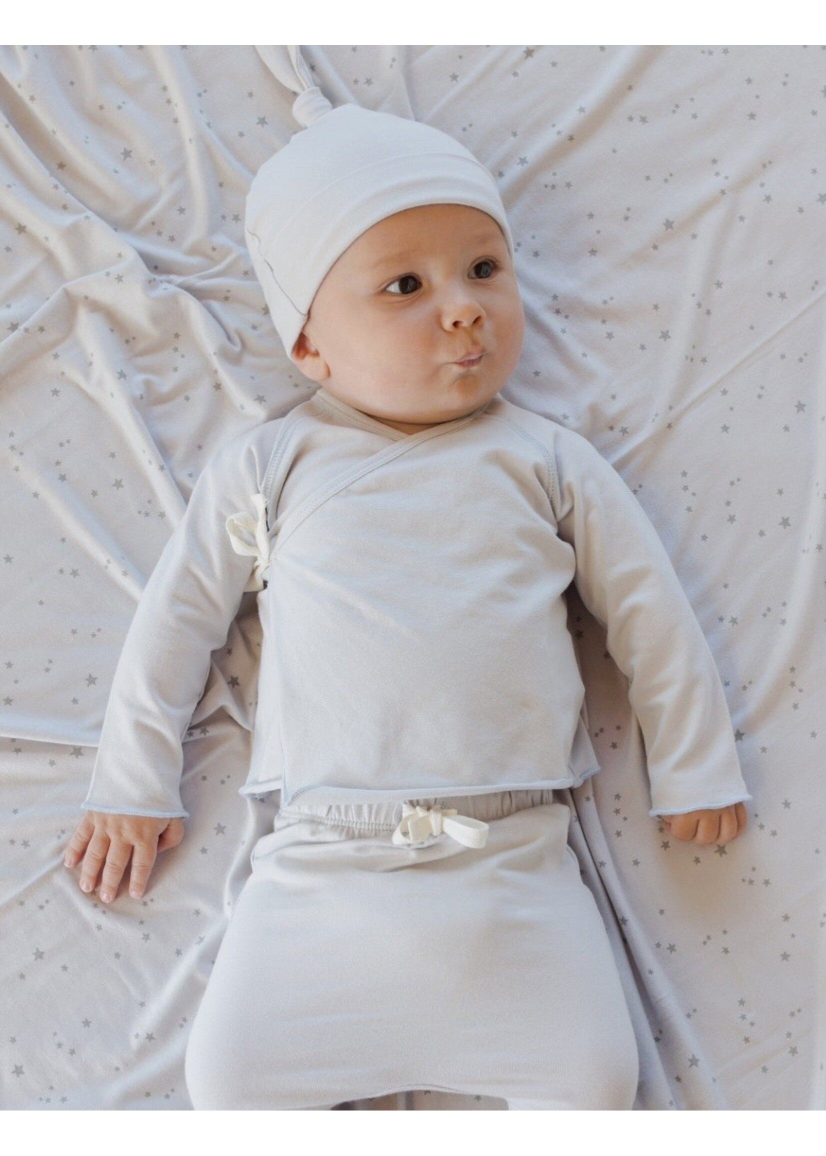 Quincy Mae Quincy Mae, Wrap Top + Footed Pant Set || Fog