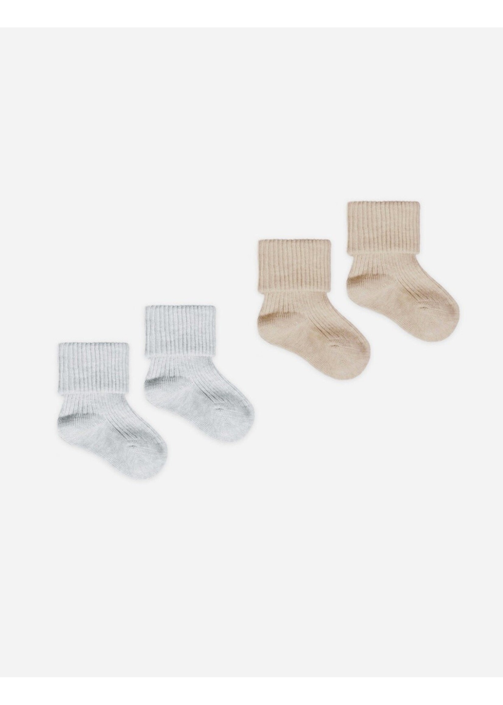 Quincy Mae Quincy Mae, Melange Socks || Taupe, Blue