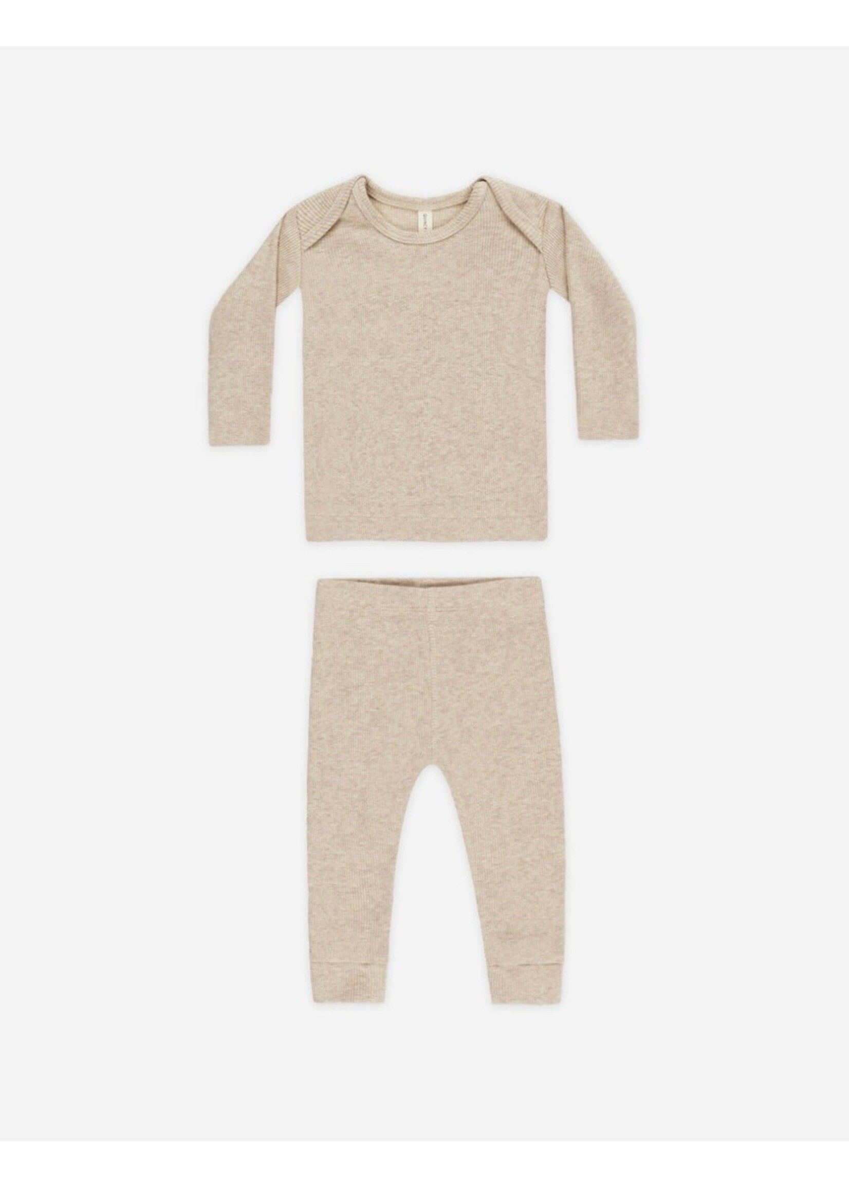 Quincy Mae Quincy Mae, Ribbed Tee And Legging Set || Taupe