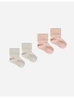 Quincy Mae Quincy Mae, Melange Socks || Oatmeal, Rose