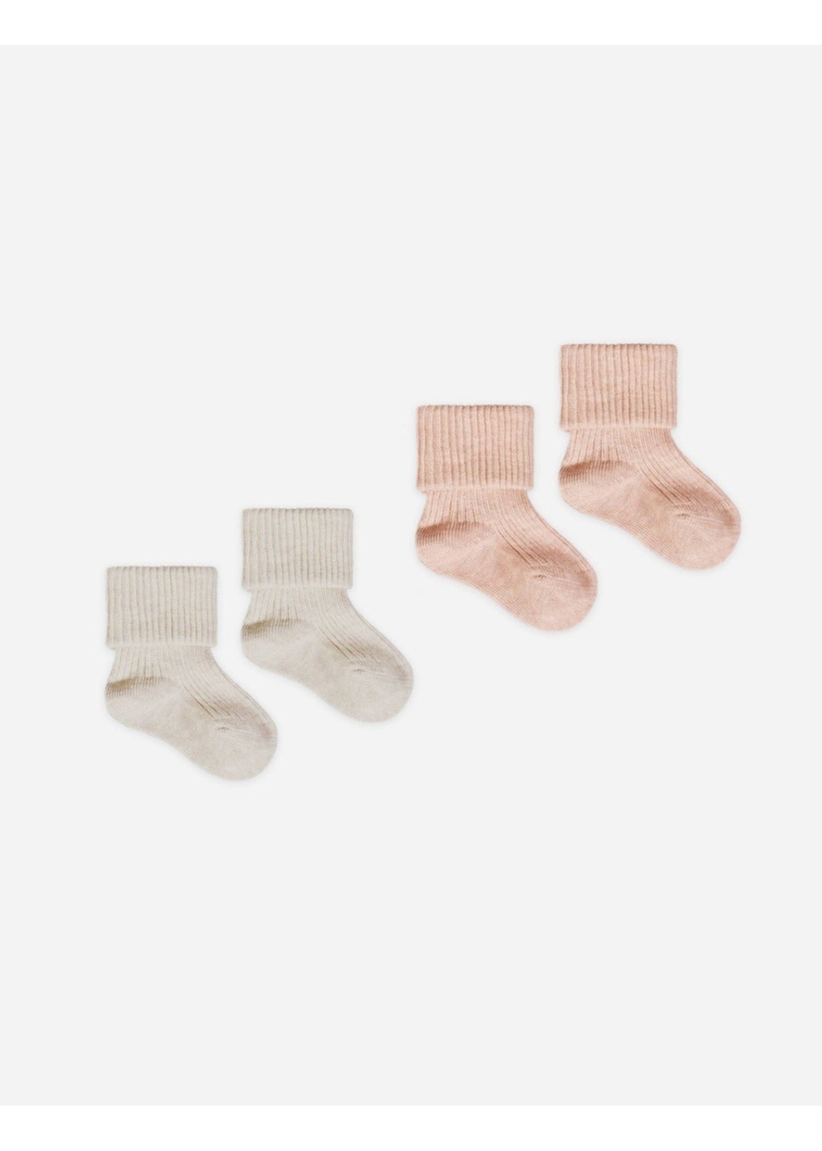 Quincy Mae Quincy Mae, Melange Socks || Oatmeal, Rose