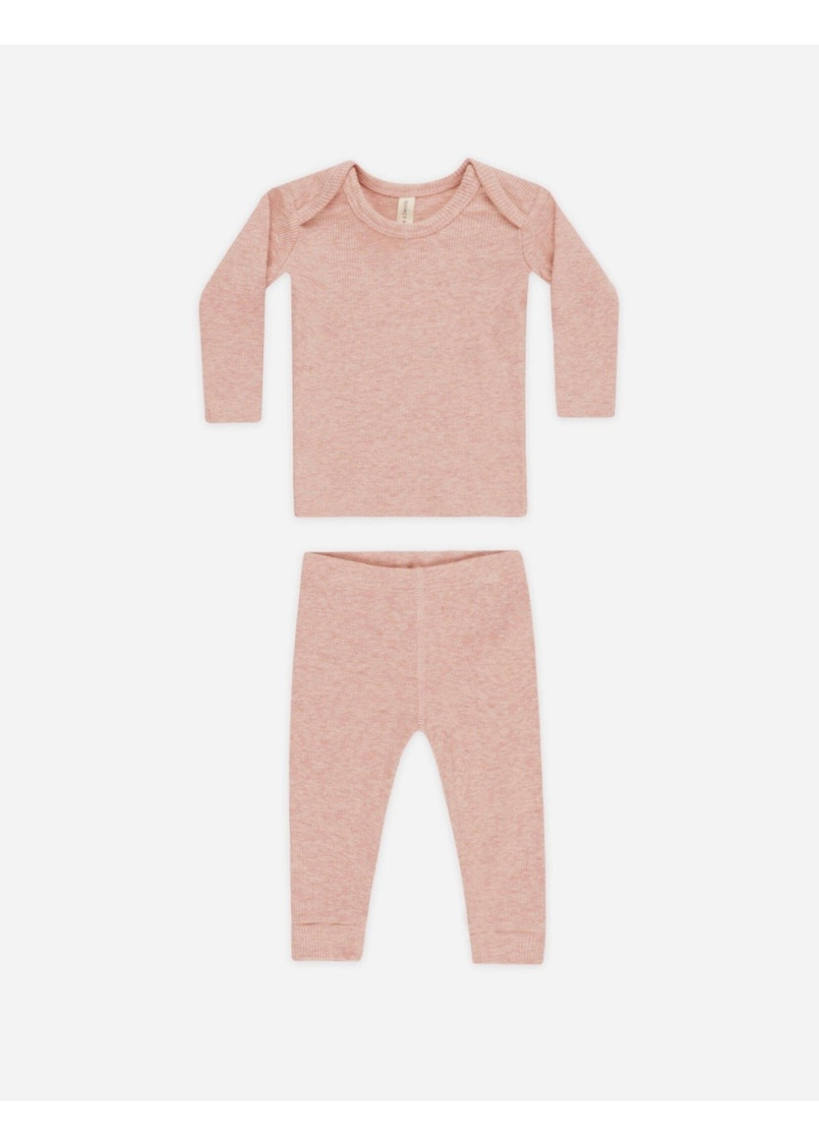 Quincy Mae Quincy Mae, Ribbed Tee And Legging Set || Rose