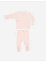 Quincy Mae Quincy Mae, Wrap Top + Footed Pant Set || Petal
