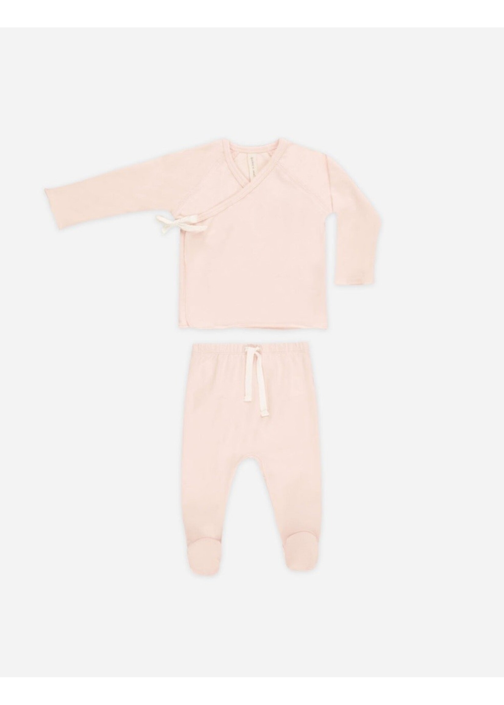 Quincy Mae Quincy Mae, Wrap Top + Footed Pant Set || Petal