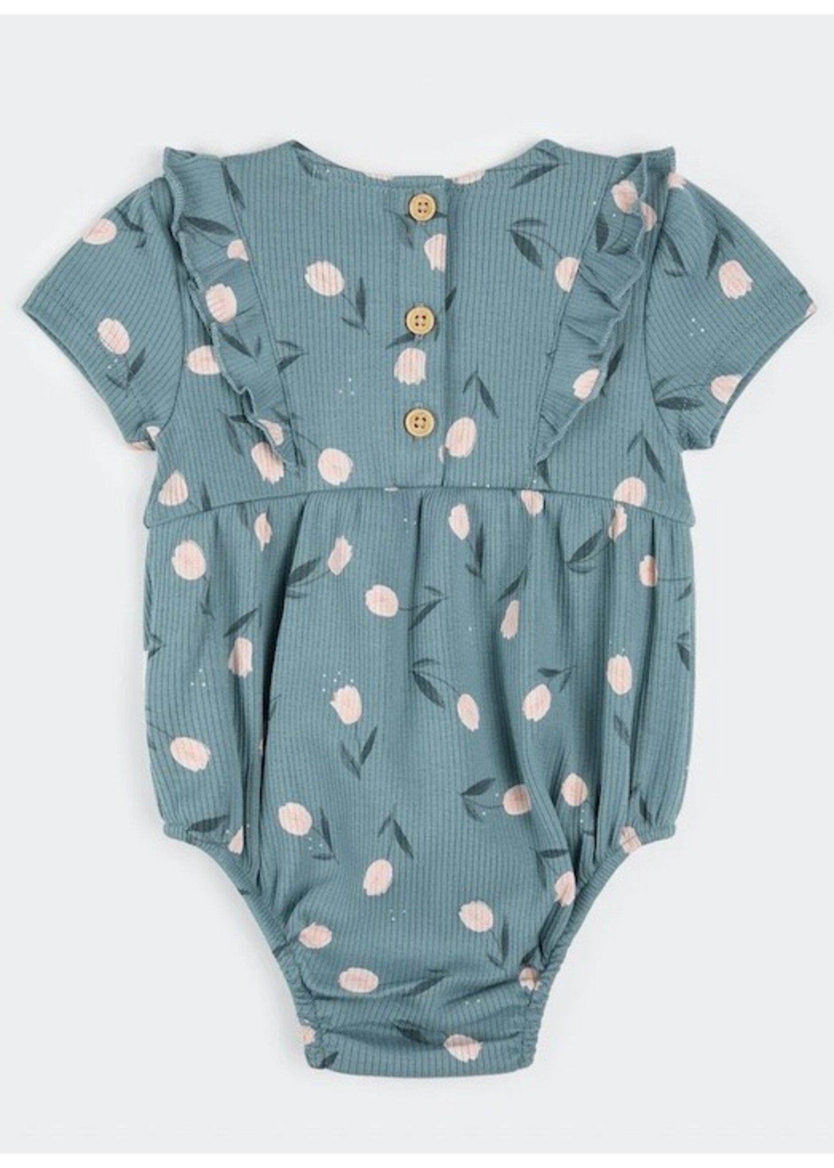 Petit Lem Petit Lem, Tulips Print Bubble Romper || Sea Blue