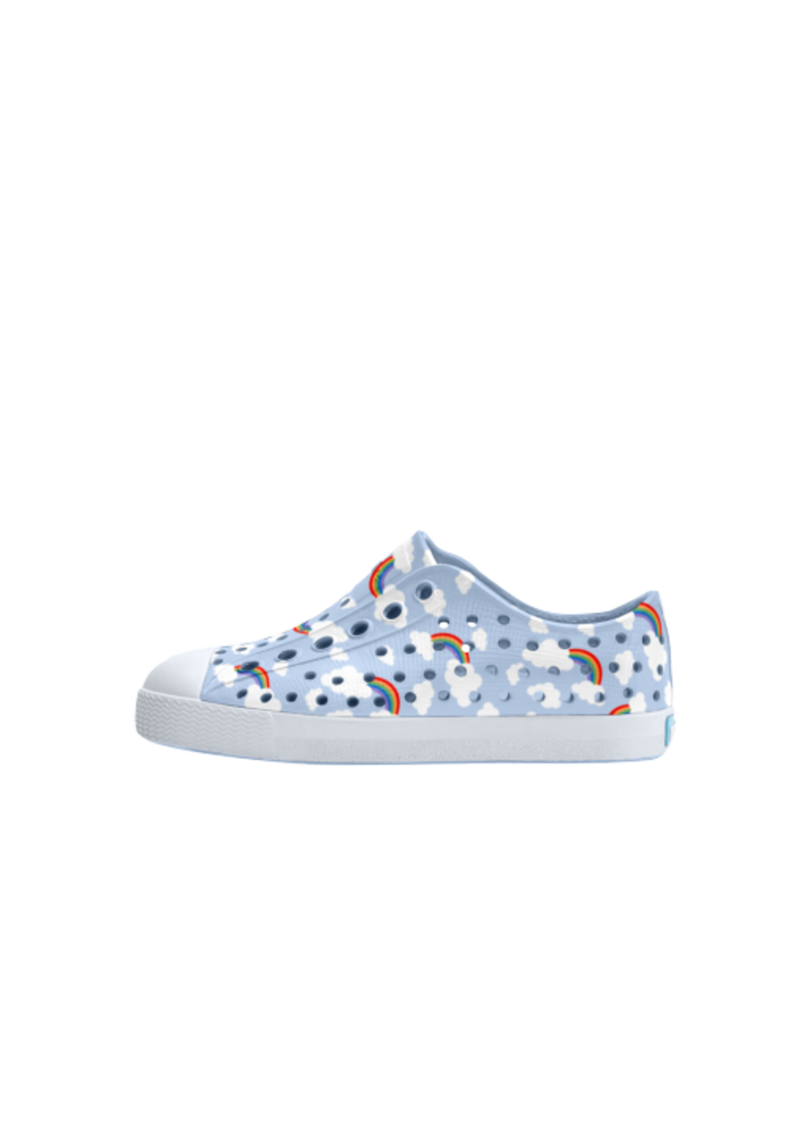 Native Shoes Native Shoes, Jefferson Print Child || Skyway Blue / Shell White / Cloud Rainbow