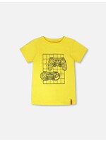 Deux Par Deux Deux Par Duex, Gaming Controller Print  Organic Cotton T-Shirt  || Yellow