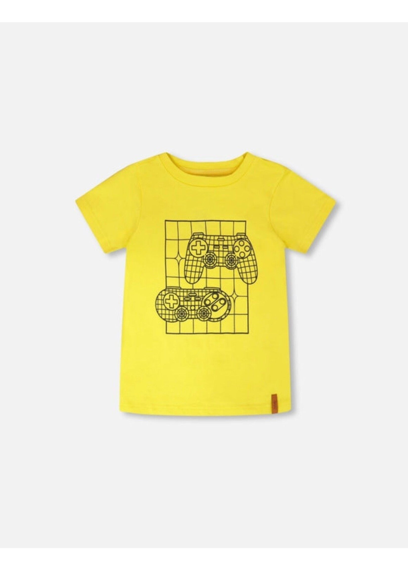 Deux Par Deux Deux Par Duex, Gaming Controller Print  Organic Cotton T-Shirt  || Yellow