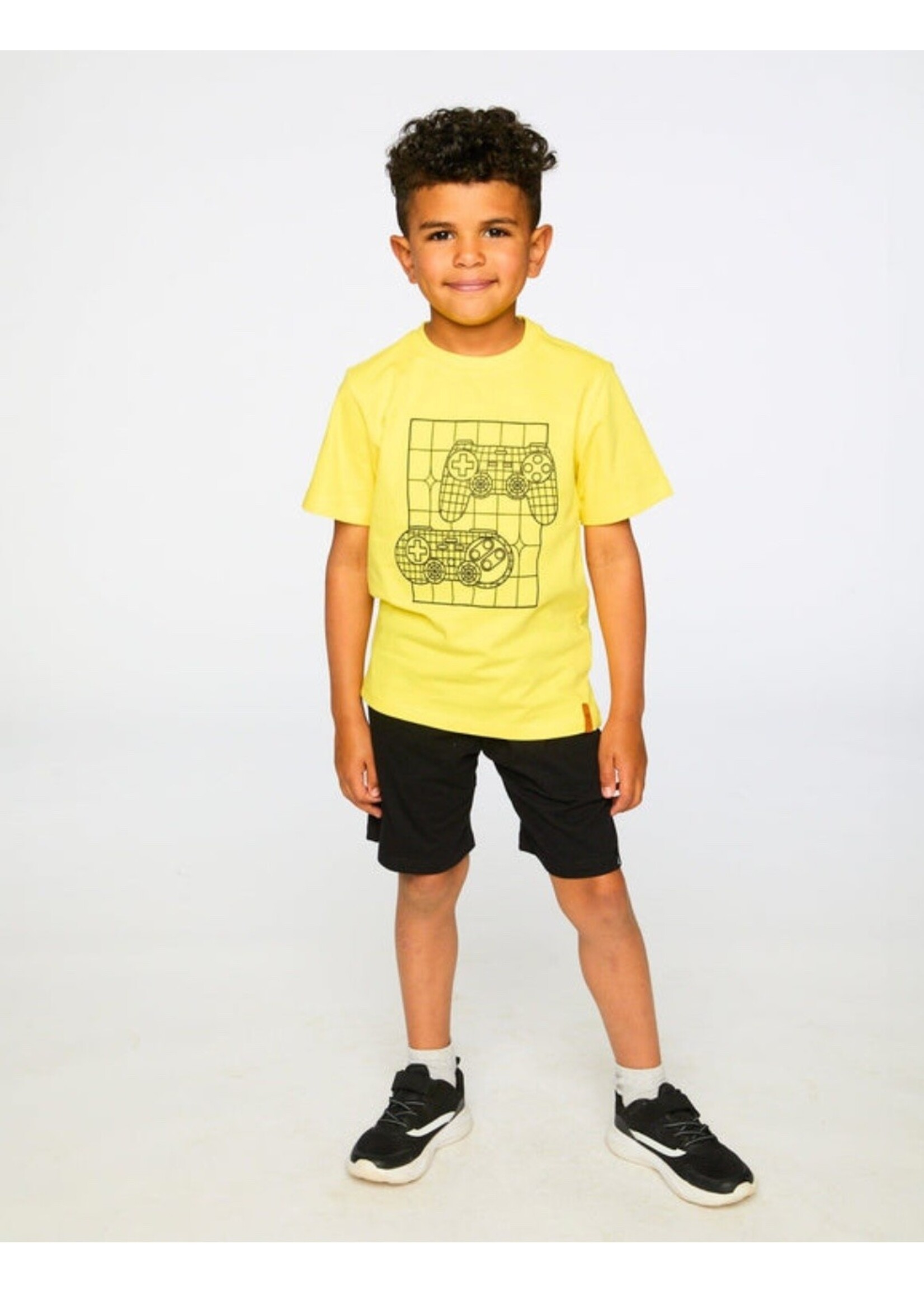 Deux Par Deux Deux Par Duex, Gaming Controller Print  Organic Cotton T-Shirt  || Yellow