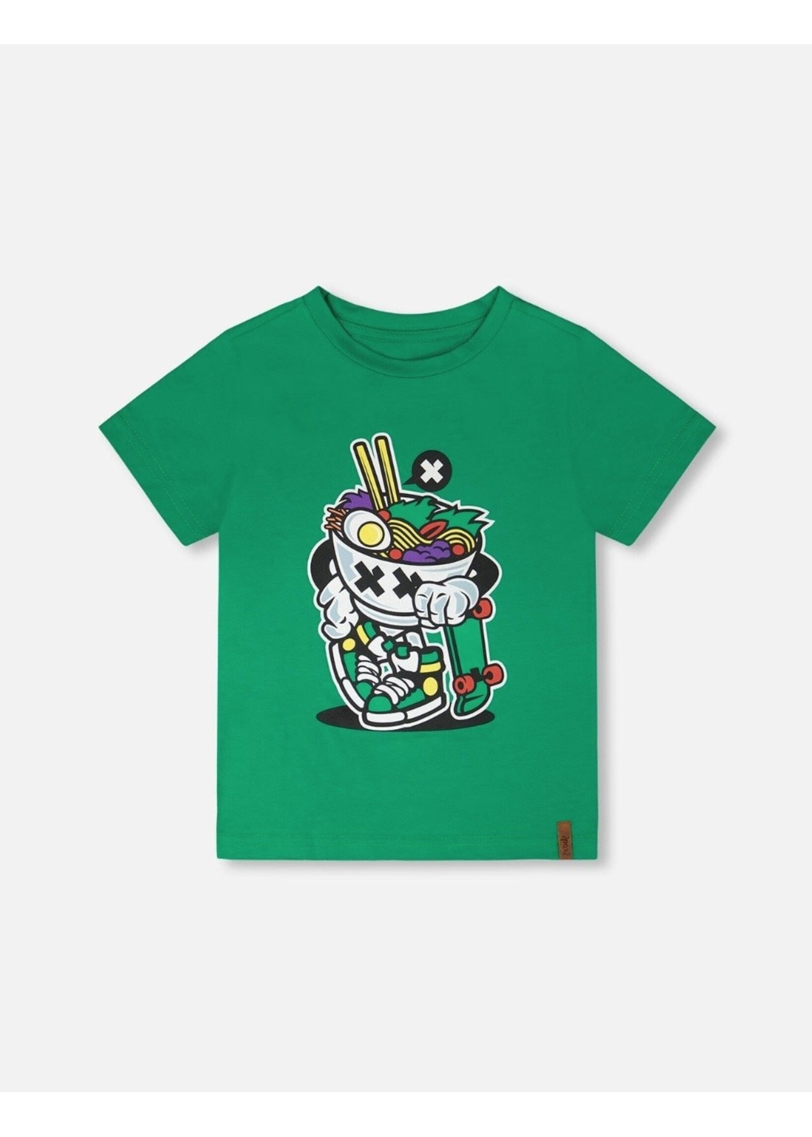 Deux Par Deux Deux Par Duex, Ramen Print Organic Cotton T-Shirt  || Green