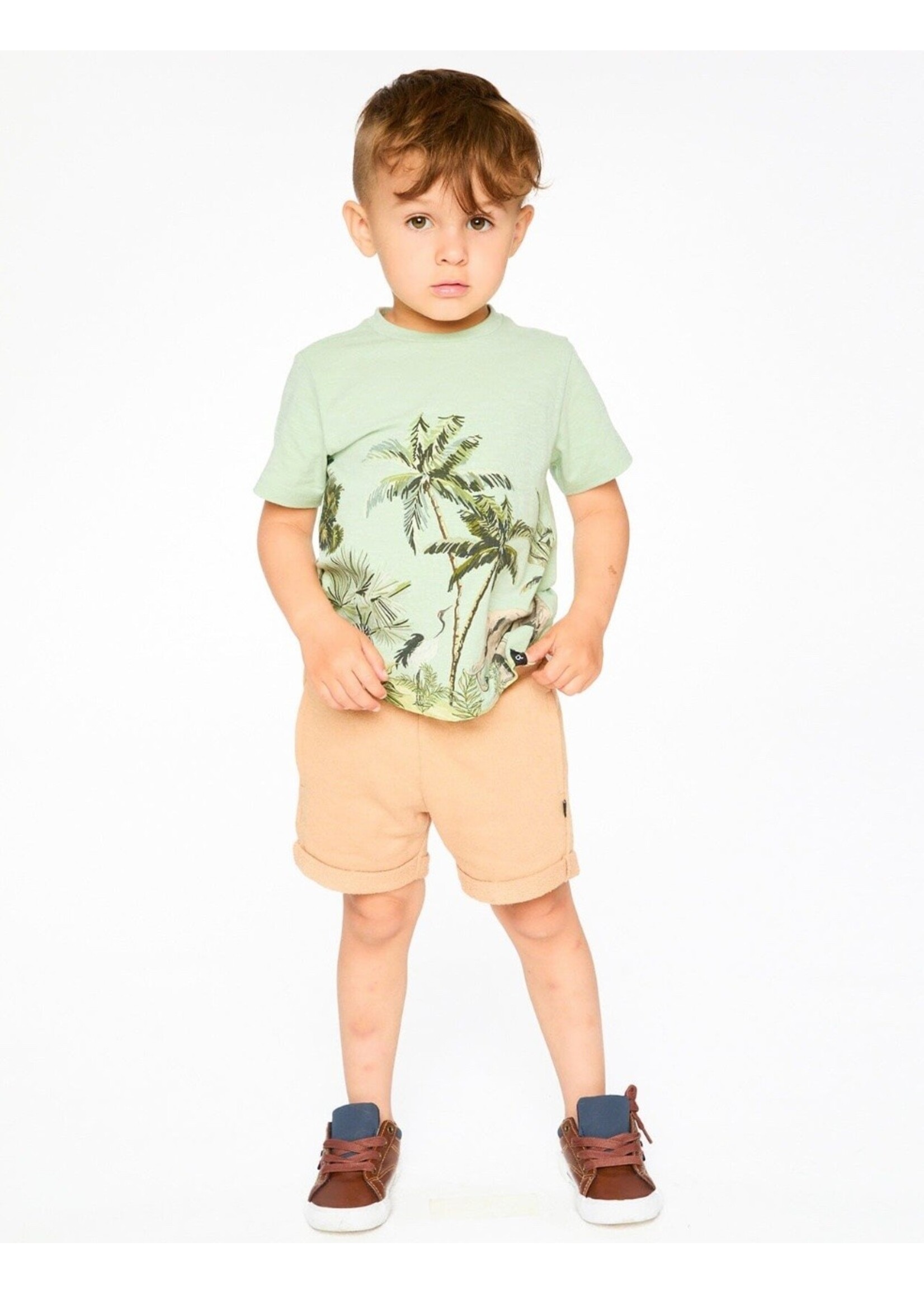 Deux Par Deux Deux Par Duex, Safari Print Organic Cotton T-Shirt  || Mint Green