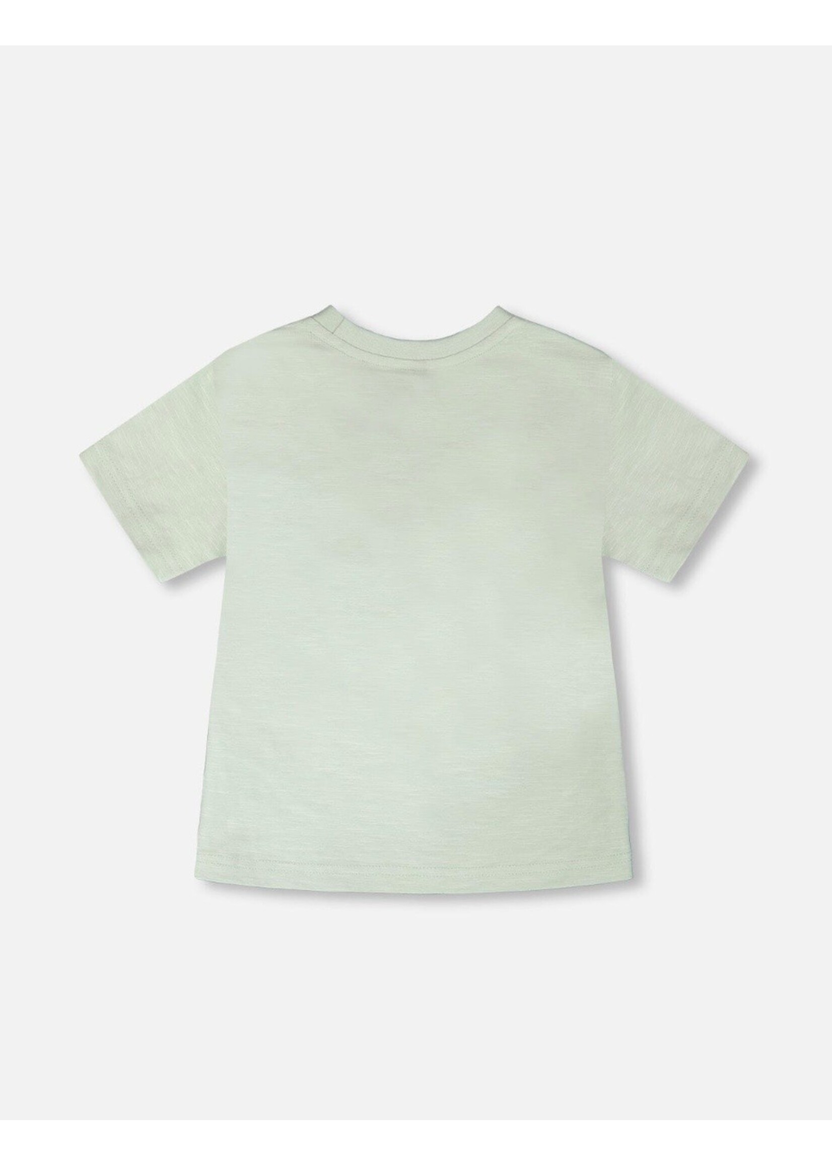 Deux Par Deux Deux Par Duex, Safari Print Organic Cotton T-Shirt  || Mint Green