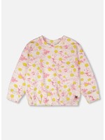 Deux Par Deux Deux Par Duex, French Terry Sweatshirt || Pink Printed Daisies