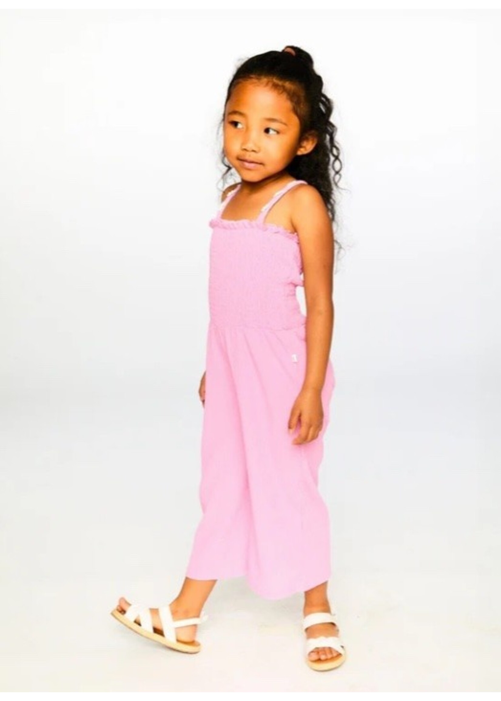 Deux Par Deux Deux Par Duex, Crinkle Jersey Jumpsuit With Smocking || Pink
