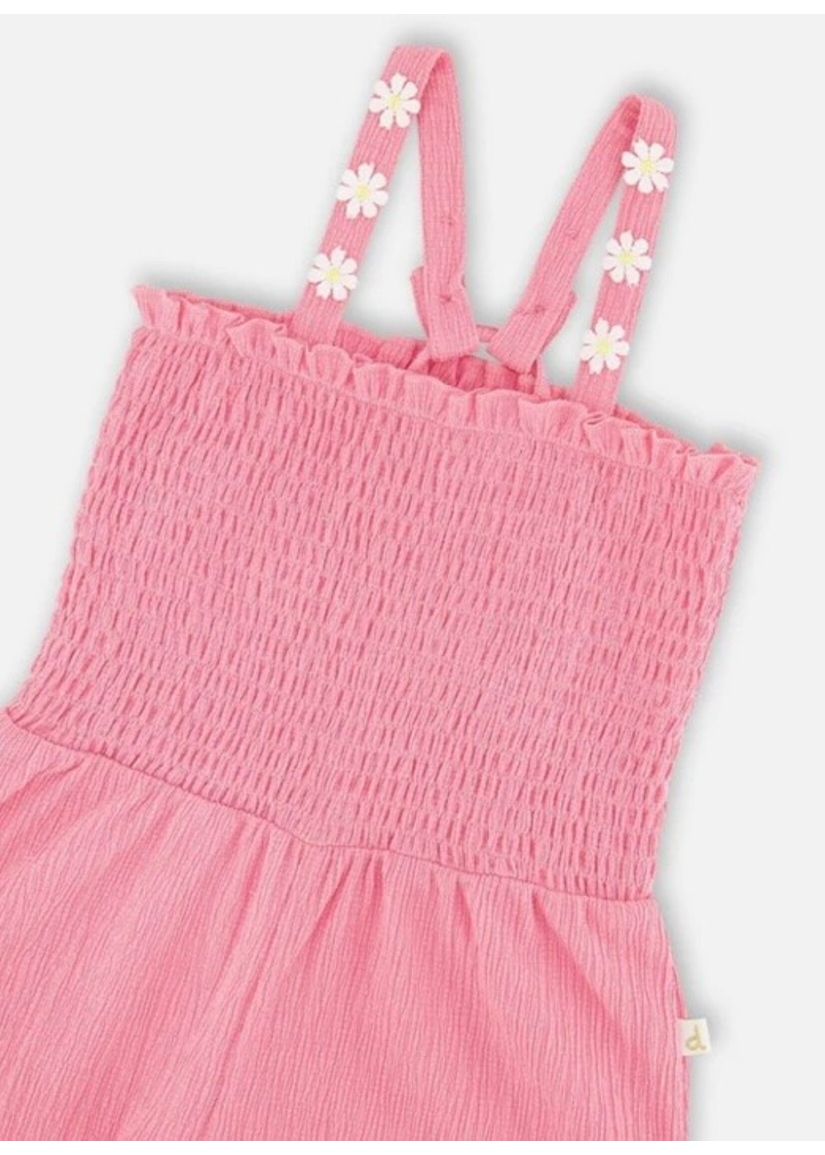Deux Par Deux Deux Par Duex, Crinkle Jersey Jumpsuit With Smocking || Pink