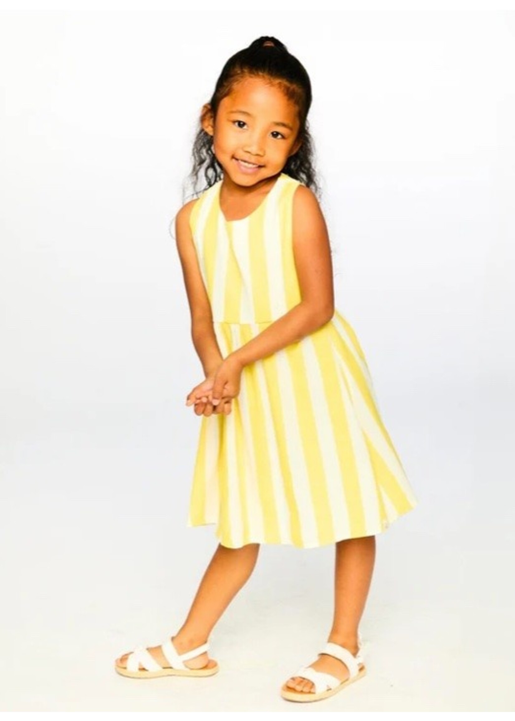 Deux Par Deux Deux Par Duex, Sleeveless Striped Dress || Linen  / Yellow