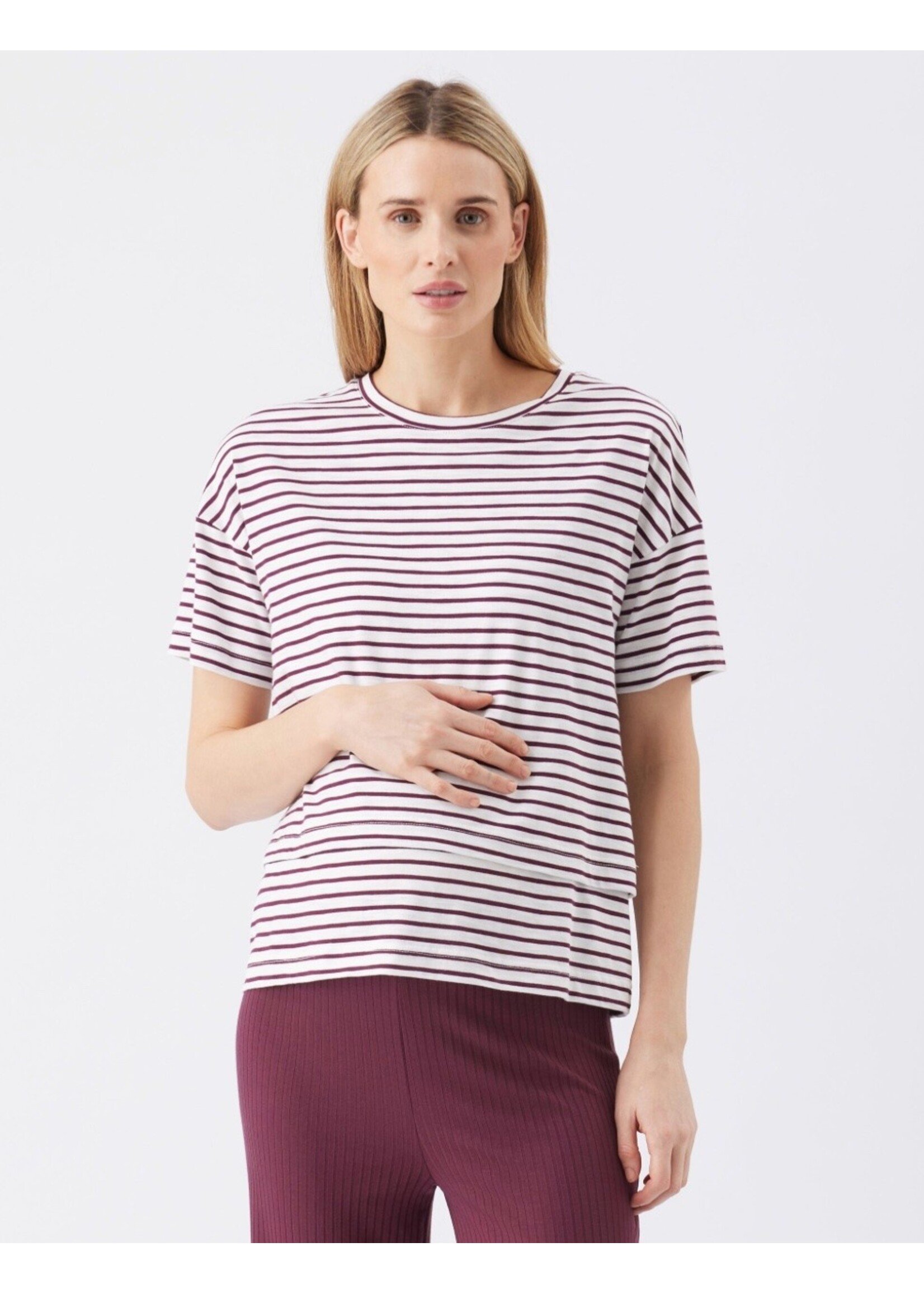 Ripe Maternity Ripe Maternity, Claudette Nursing Tee || White / Maroon