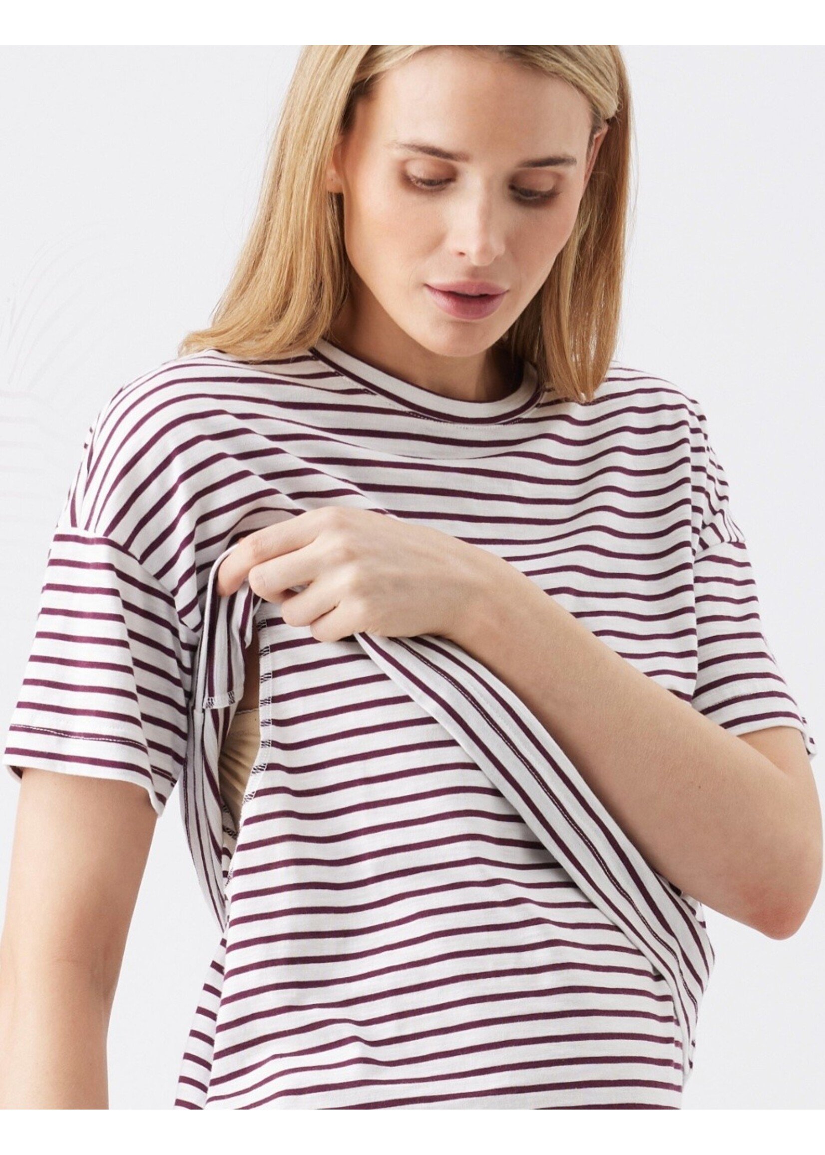 Ripe Maternity Ripe Maternity, Claudette Nursing Tee || White / Maroon