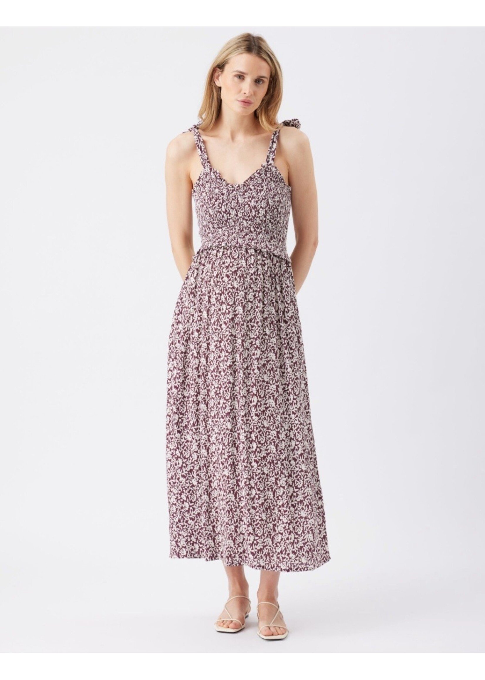 Ripe Maternity Ripe Maternity, Dana Shirred Dress || Maroon / White