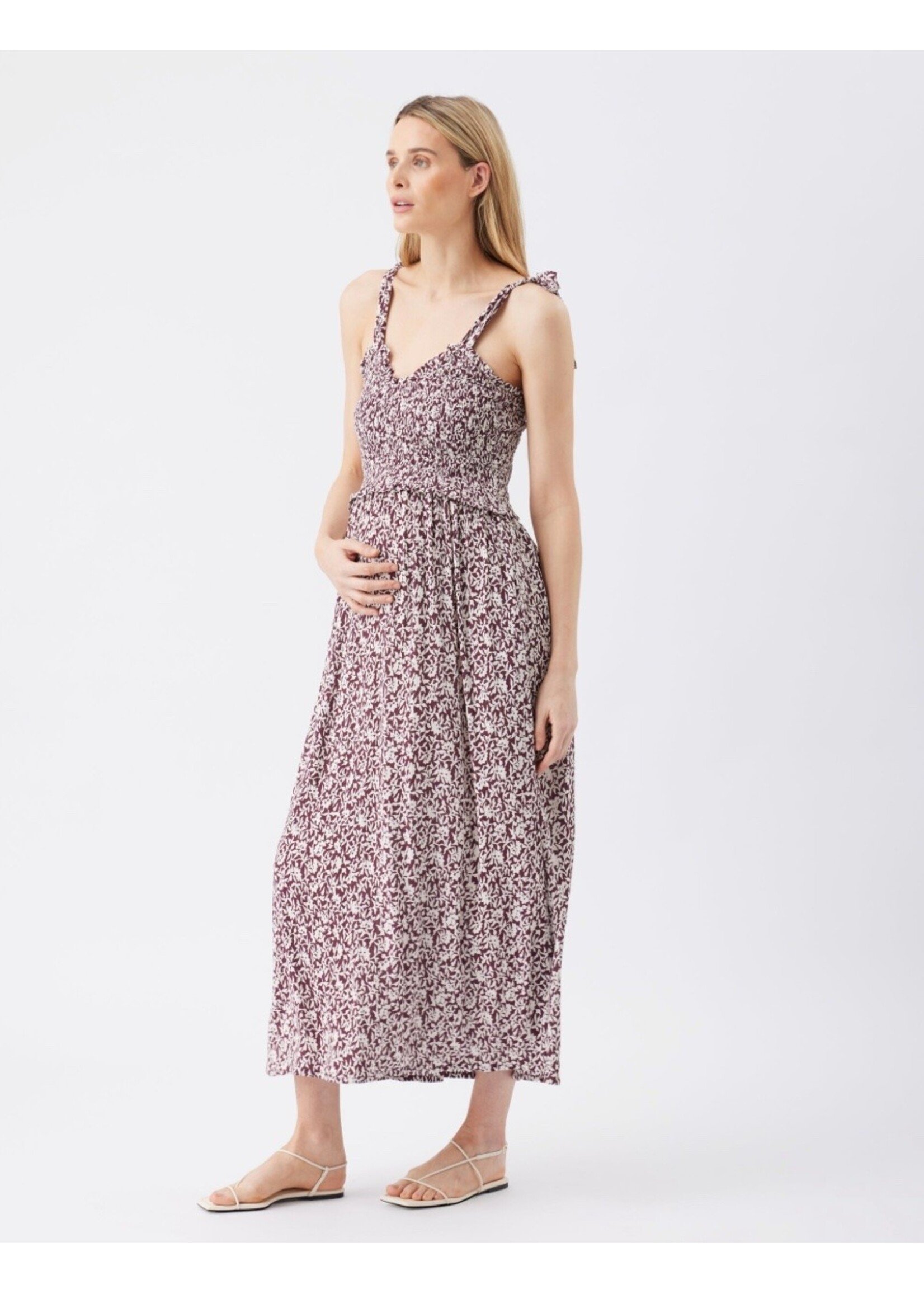 Ripe Maternity Ripe Maternity, Dana Shirred Dress || Maroon / White