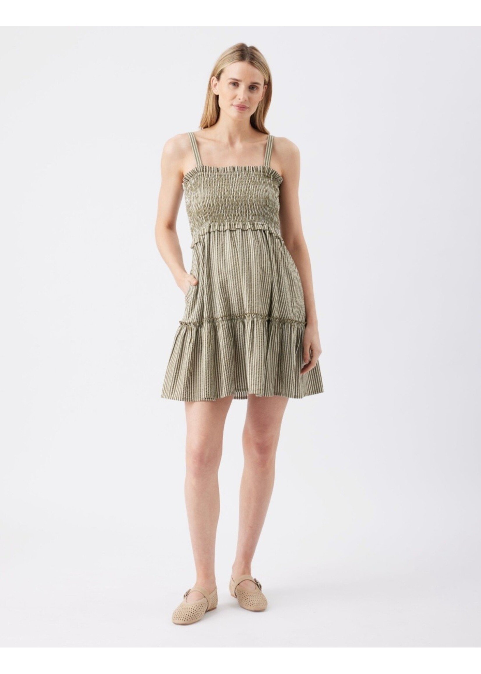 Ripe Maternity Ripe Maternity, Gabby Tiered Dress || Khaki / White