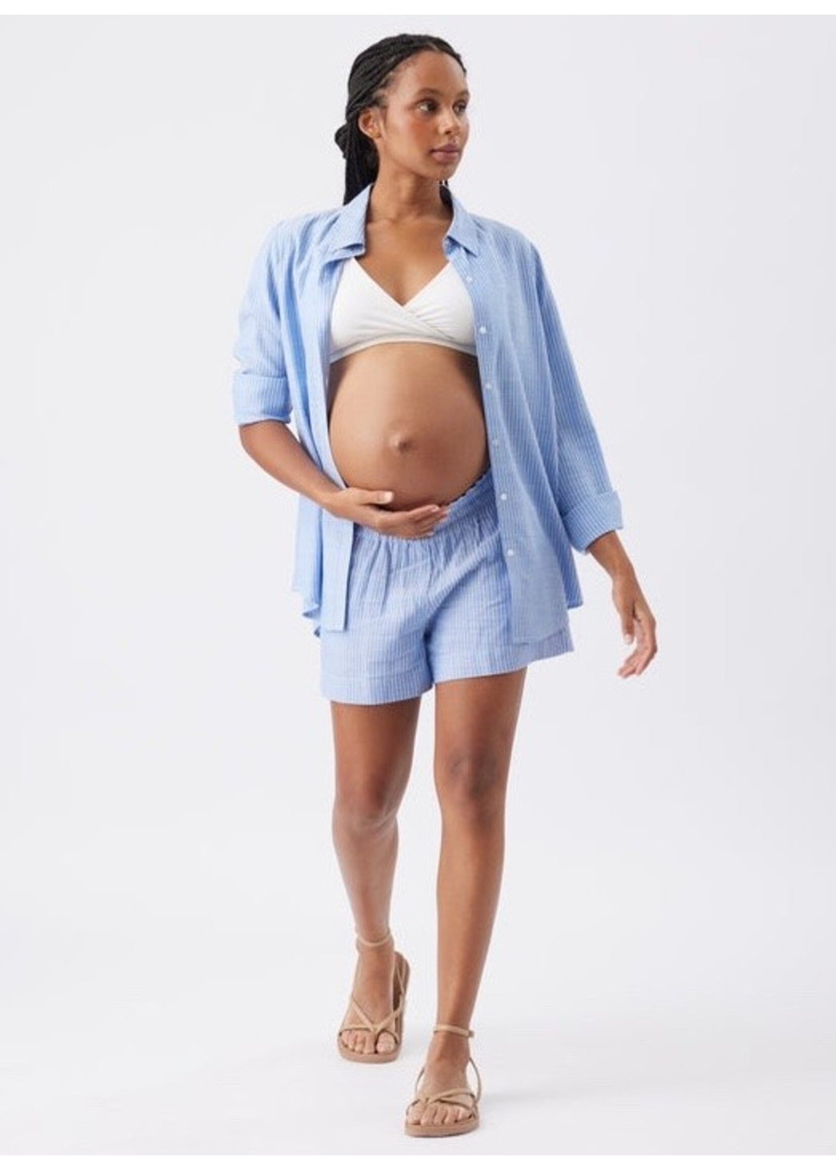 Ripe Maternity Ripe Maternity, Abby Stripe Shirt || Blue / White