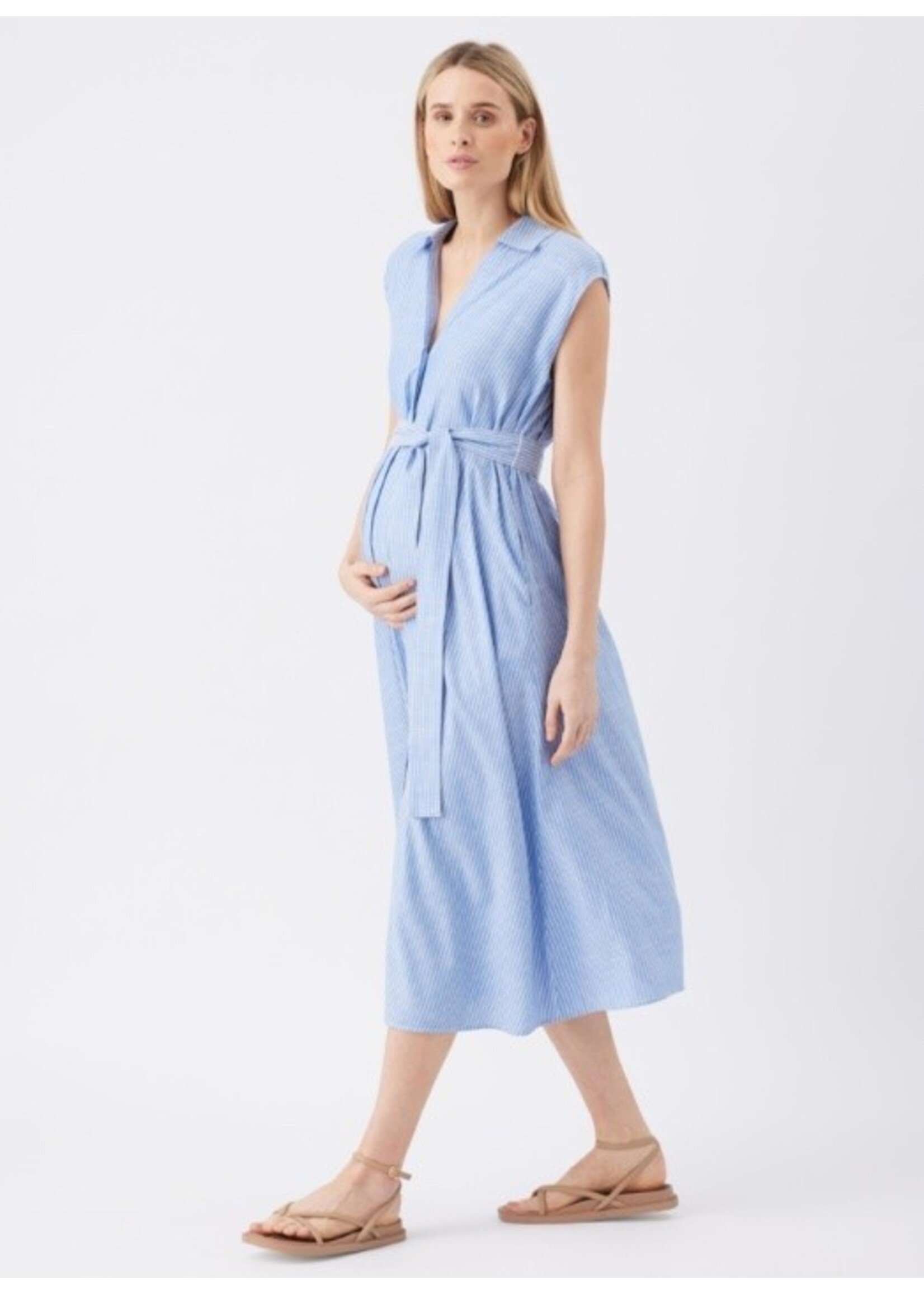 Ripe Maternity Ripe Maternity, Abby Stripe Shirt Dress || Blue / White
