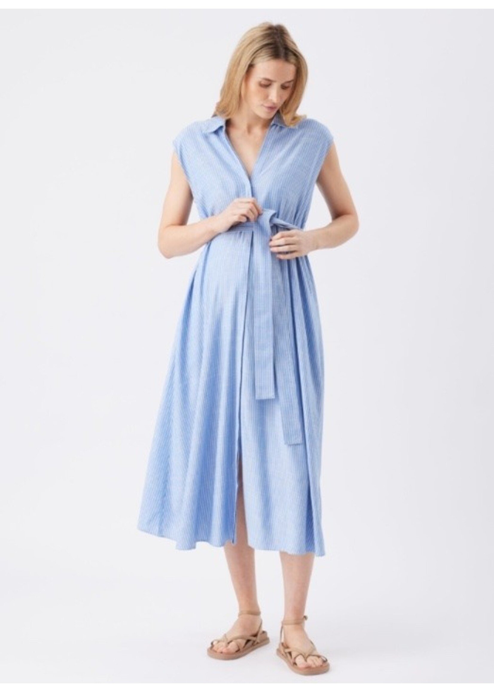 Ripe Maternity Ripe Maternity, Abby Stripe Shirt Dress || Blue / White