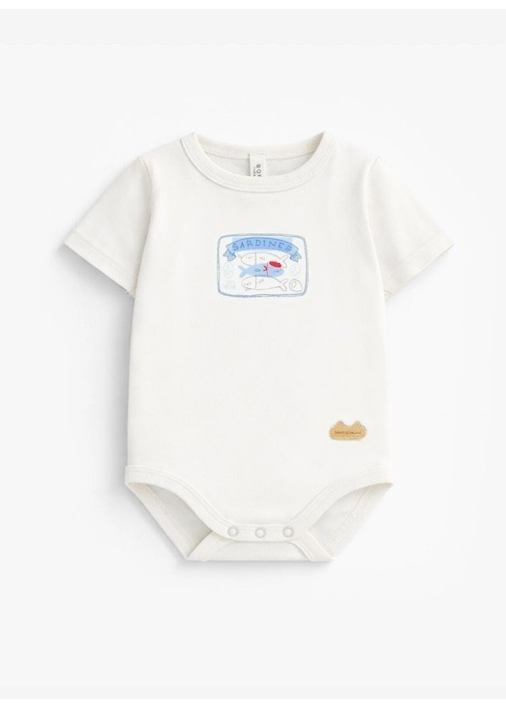 Souris Mini Souris Mini, Sardine Can Print Body Suit || Cream