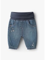 Souris Mini Souris Mini, Evolutive Floral Embroidered Light Denim Pant || Blue