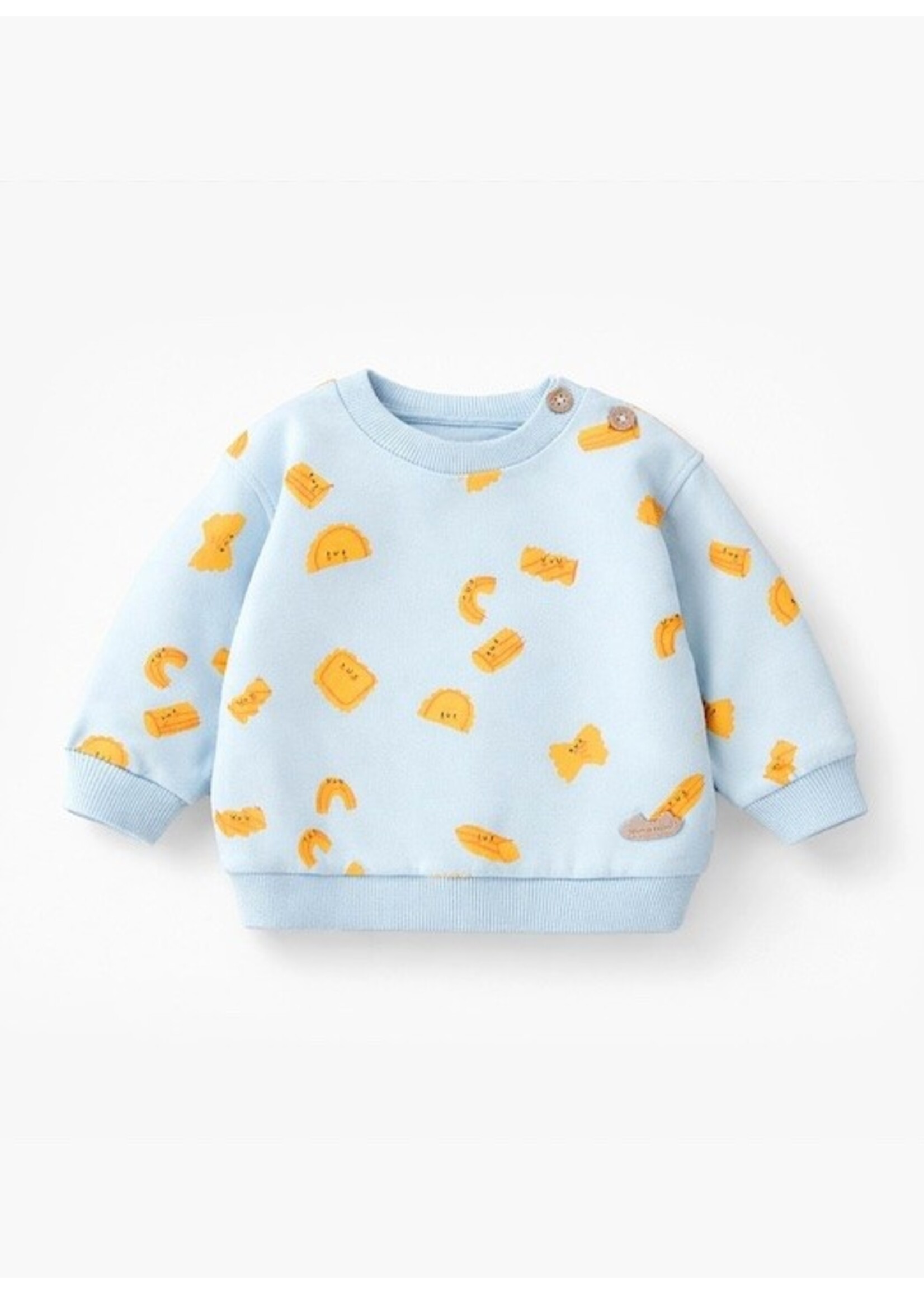 Souris Mini Souris Mini, Pasta Print Sweatshirt || Light Blue