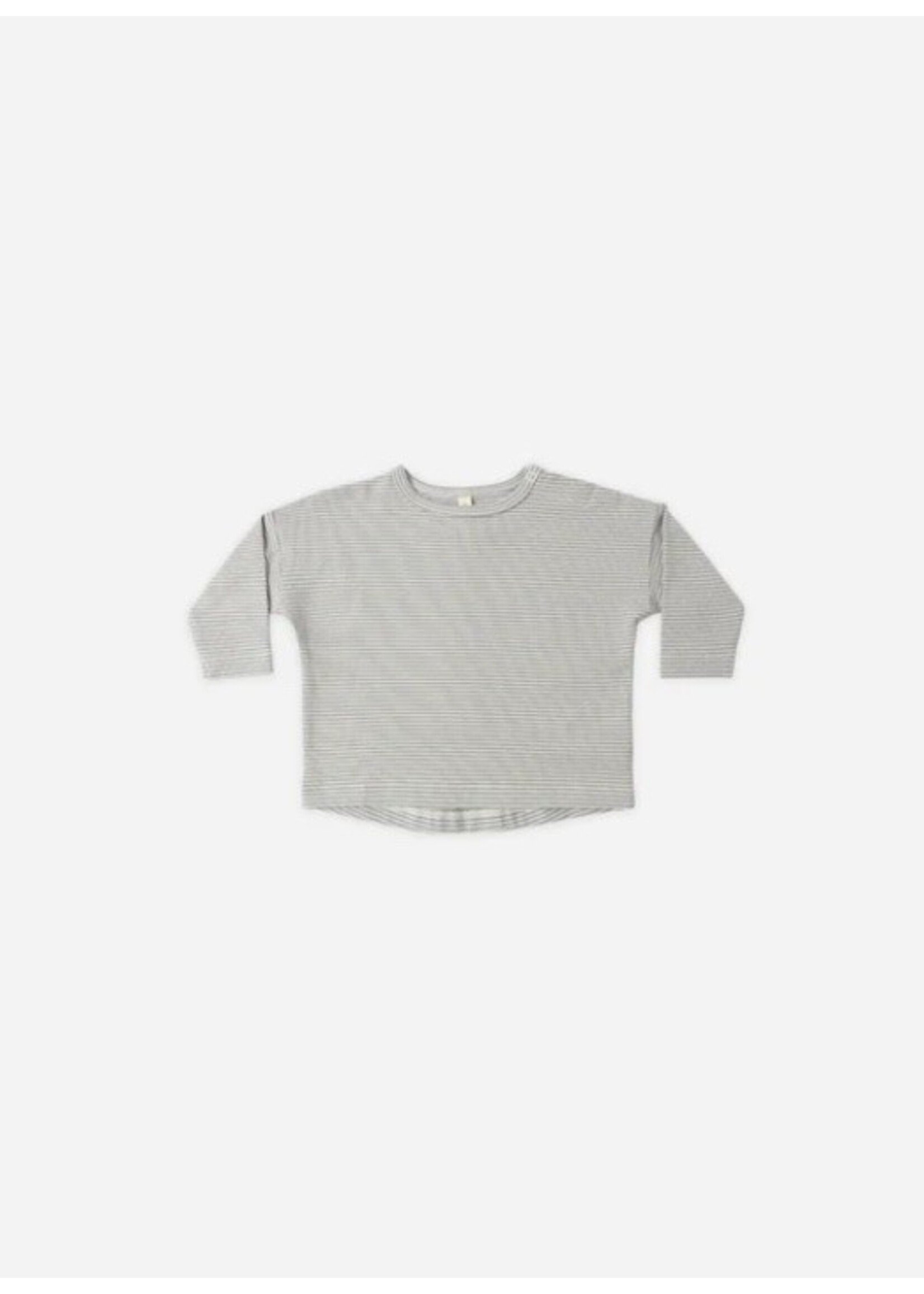 Quincy Mae Quincy Mae, Micro Stripe Long Sleeve Tee || Sage
