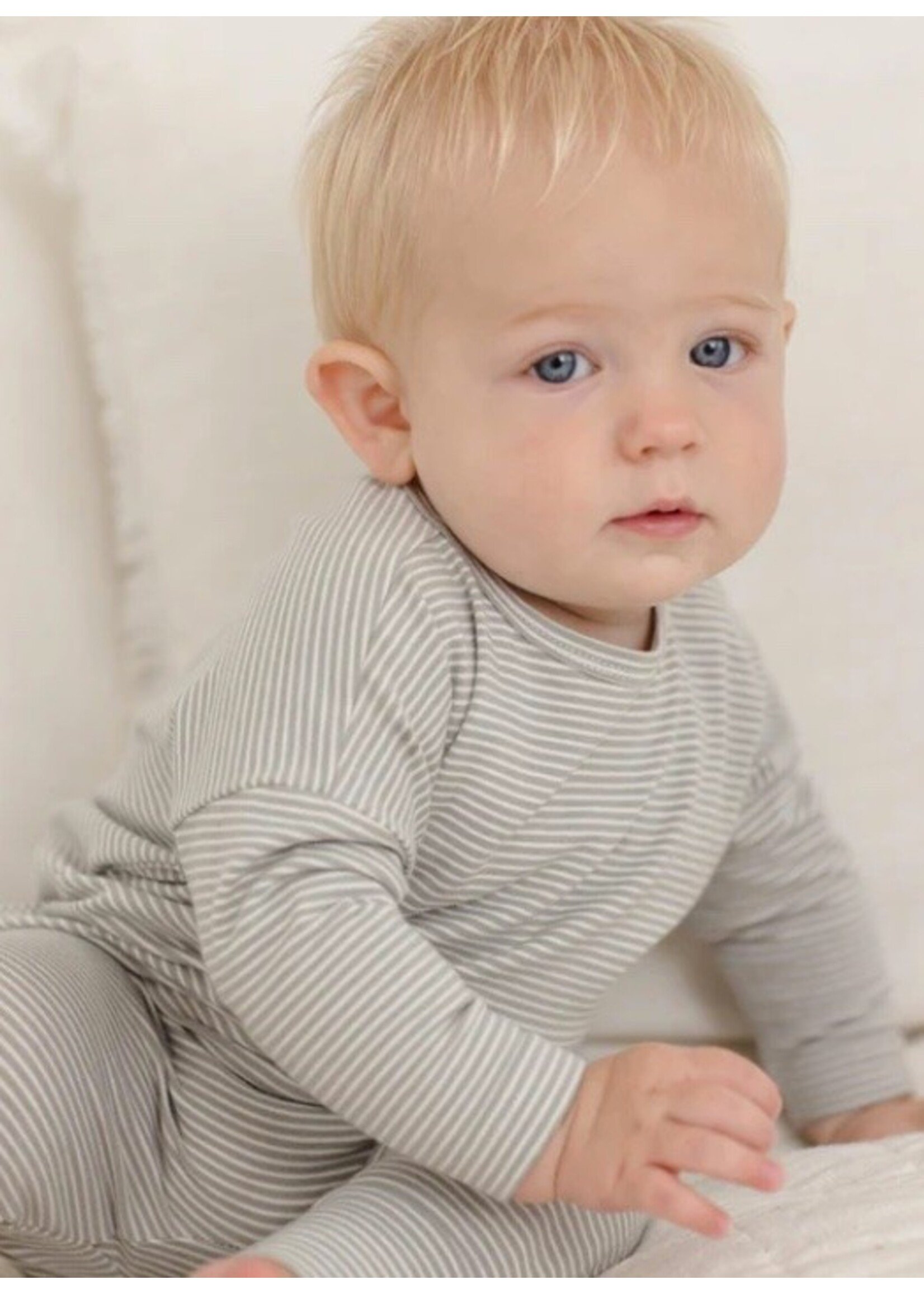 Quincy Mae Quincy Mae, Micro Stripe Long Sleeve Tee || Sage