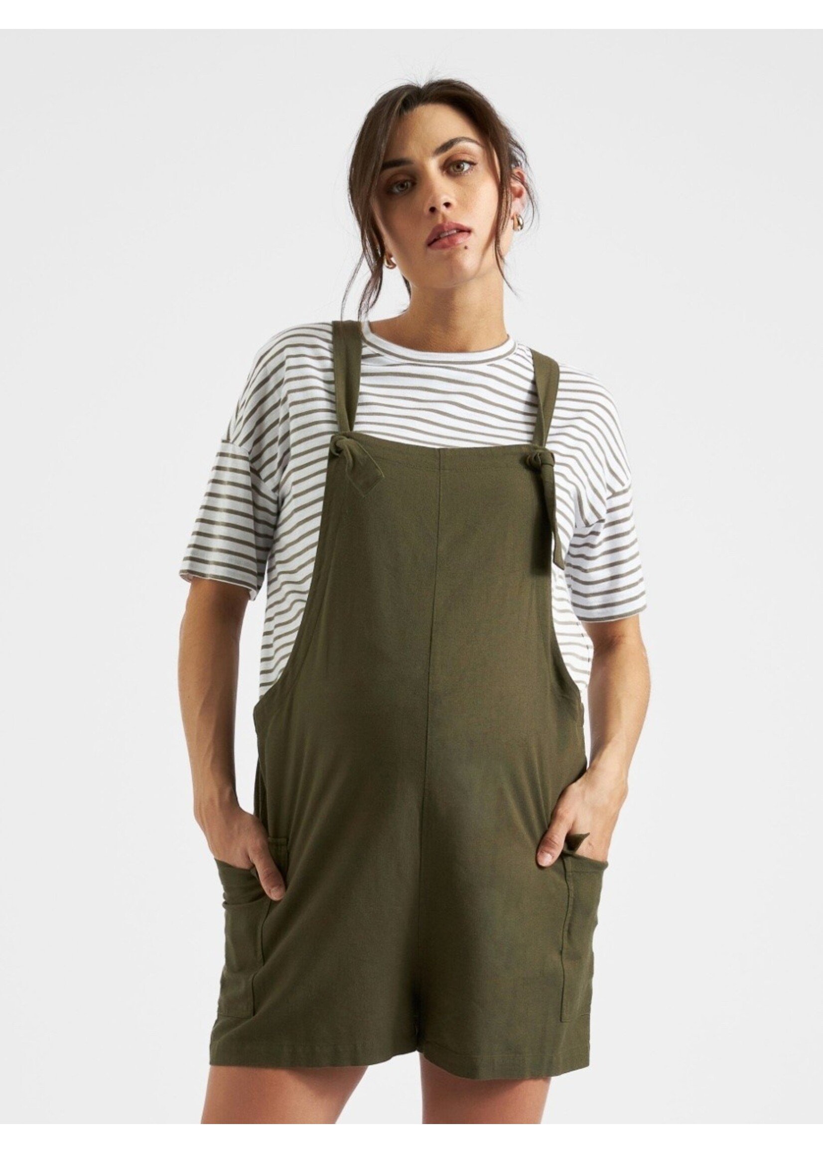 Ripe Maternity Ripe Maternity, Terry Linen Playsuit || Olive