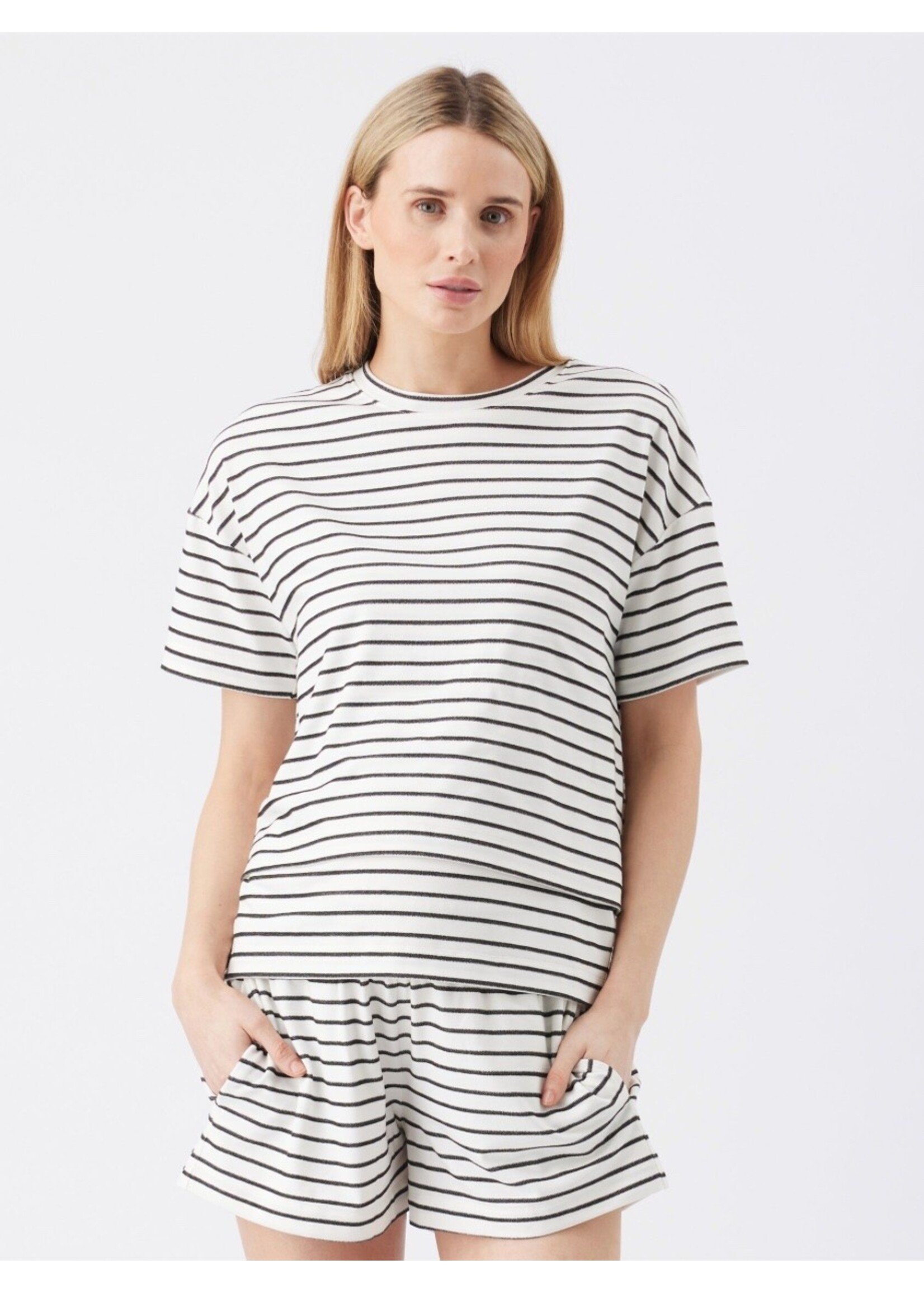 Ripe Maternity Ripe Maternity, Jada Stripe Nursing Tee || White  / Black
