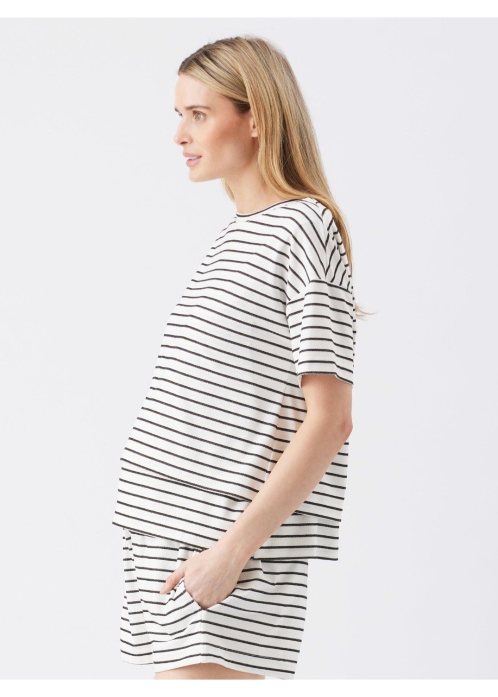 Ripe Maternity Ripe Maternity, Jada Stripe Nursing Tee || White  / Black