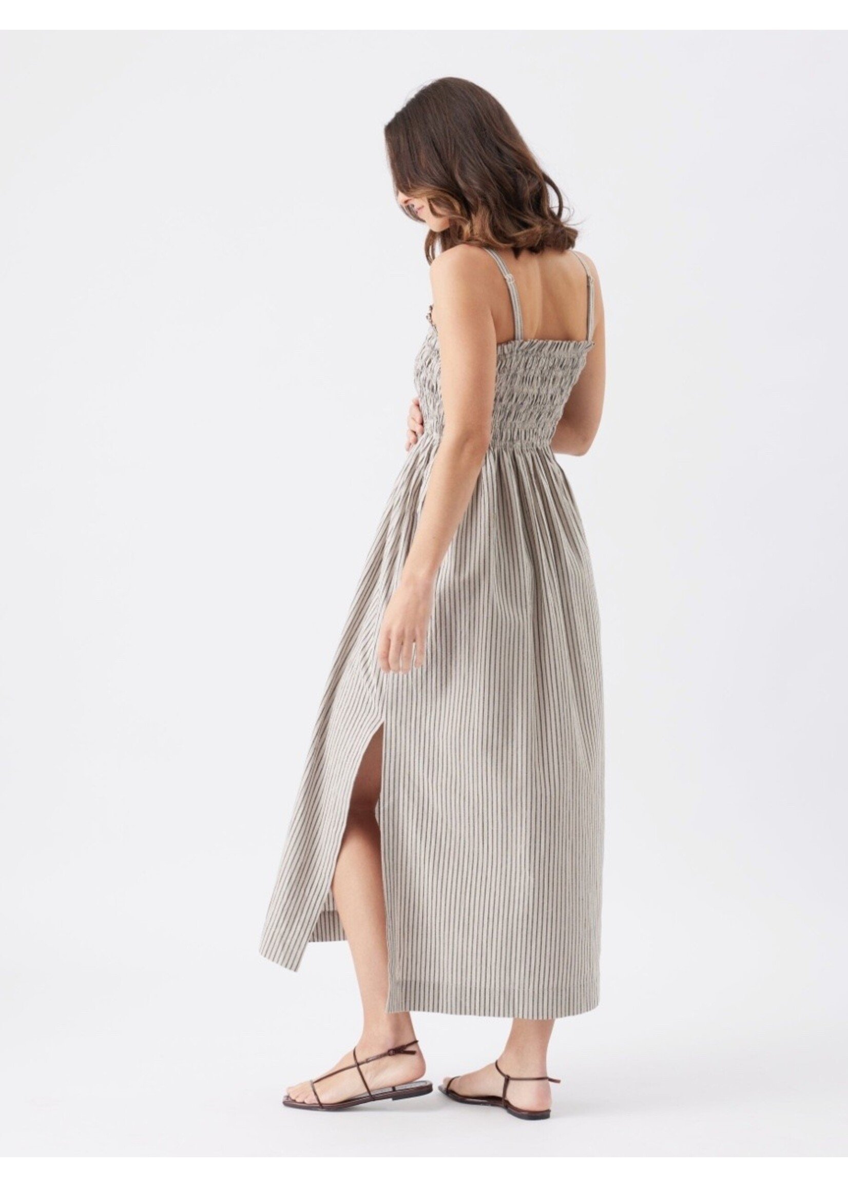 Ripe Maternity Ripe Maternity, Leo Stripe Shirred Dress || Natural / Black