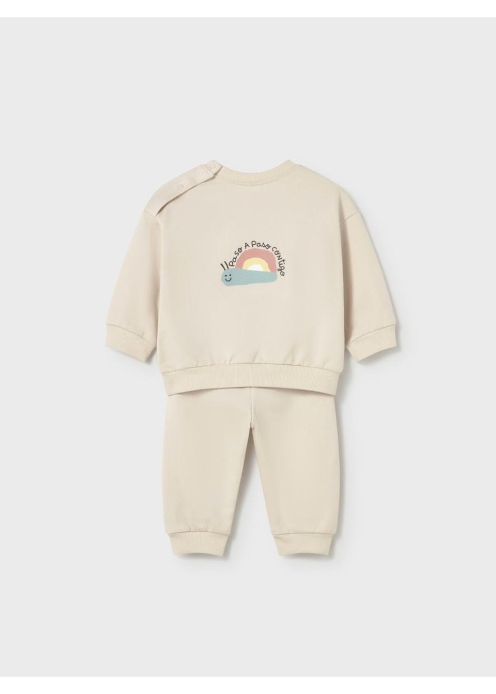 Mayoral Mayoral, Newborn 2-Piece Snail Print Set || Almond