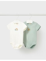 Mayoral Mayoral, Newborn 2-Pack Bodysuit Set || Mint / Off White